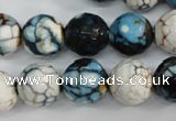 CAG4561 15.5 inches 14mm faceted round fire crackle agate beads