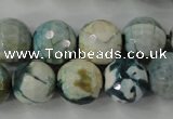 CAG4562 15.5 inches 14mm faceted round fire crackle agate beads