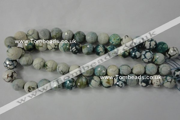 CAG4562 15.5 inches 14mm faceted round fire crackle agate beads