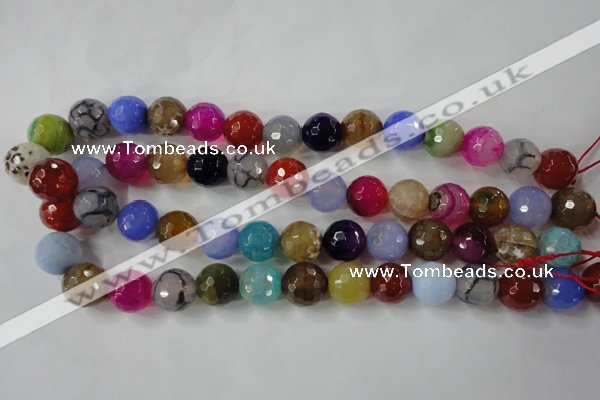 CAG4564 15.5 inches 14mm faceted round fire crackle agate beads