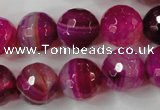 CAG4568 15.5 inches 14mm faceted round agate beads wholesale