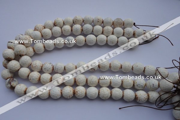 CAG4569 15.5 inches 13mm - 14mm faceted round fire crackle agate beads