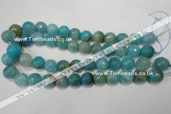 CAG4571 15.5 inches 16mm faceted round fire crackle agate beads