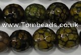 CAG4572 15.5 inches 16mm faceted round fire crackle agate beads