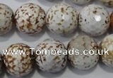 CAG4573 15.5 inches 16mm faceted round fire crackle agate beads