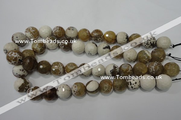 CAG4574 15.5 inches 16mm faceted round fire crackle agate beads