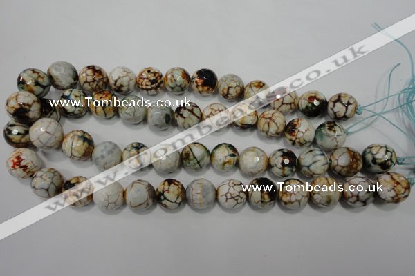 CAG4575 15.5 inches 16mm faceted round fire crackle agate beads