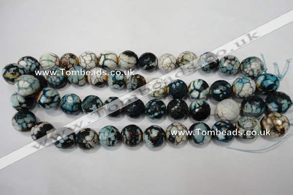 CAG4578 15.5 inches 16mm faceted round fire crackle agate beads