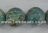 CAG4589 15.5 inches 20mm faceted round fire crackle agate beads