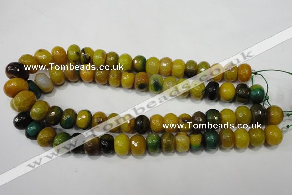 CAG4596 15.5 inches 10*14mm faceted rondelle agate beads wholesale