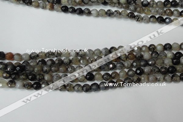 CAG4600 15.5 inches 4mm faceted round fire crackle agate beads