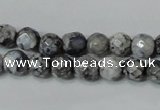 CAG4601 15.5 inches 4mm faceted round fire crackle agate beads