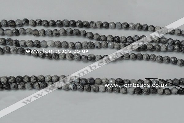 CAG4601 15.5 inches 4mm faceted round fire crackle agate beads