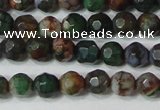 CAG4603 15.5 inches 4mm faceted round fire crackle agate beads