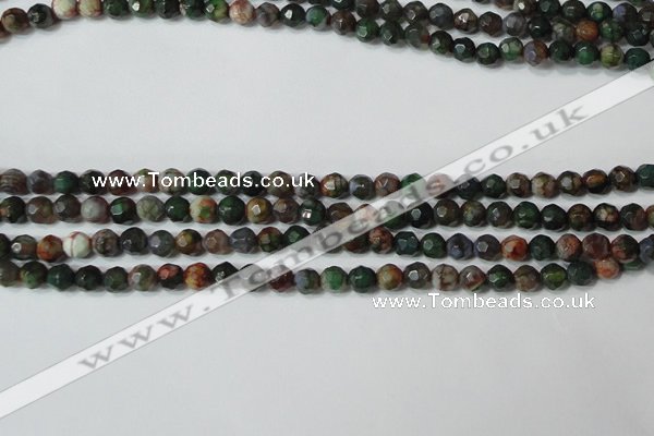 CAG4603 15.5 inches 4mm faceted round fire crackle agate beads
