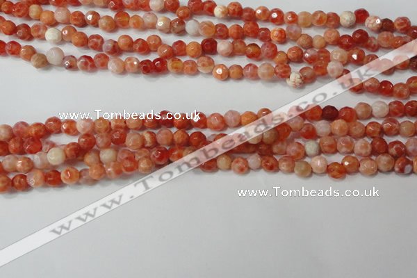 CAG4607 15.5 inches 4mm faceted round fire crackle agate beads