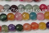 CAG4608 15.5 inches 4mm faceted round fire crackle agate beads