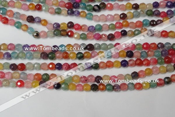 CAG4608 15.5 inches 4mm faceted round fire crackle agate beads