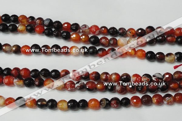 CAG4616 15.5 inches 6mm faceted round fire crackle agate beads