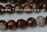 CAG4617 15.5 inches 6mm faceted round fire crackle agate beads