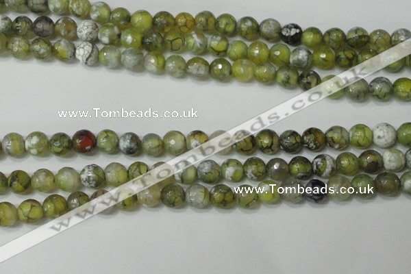 CAG4627 15.5 inches 6mm faceted round fire crackle agate beads