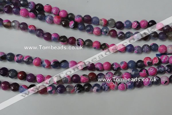 CAG4634 15.5 inches 6mm faceted round fire crackle agate beads