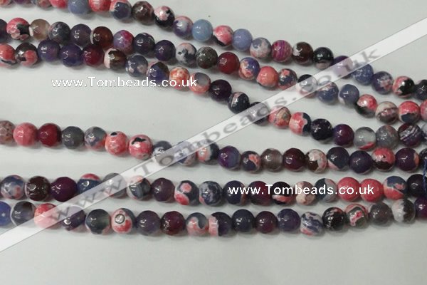 CAG4635 15.5 inches 6mm faceted round fire crackle agate beads