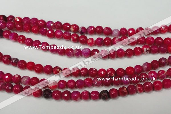 CAG4638 15.5 inches 6mm faceted round fire crackle agate beads