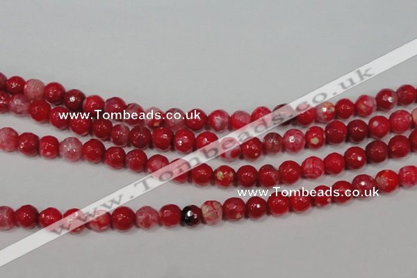 CAG4640 15.5 inches 6mm faceted round fire crackle agate beads