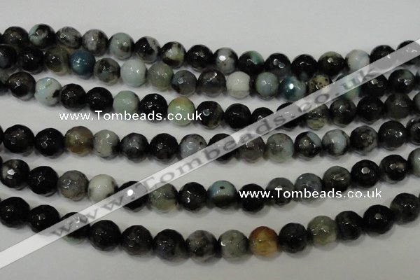 CAG4645 15.5 inches 8mm faceted round fire crackle agate beads