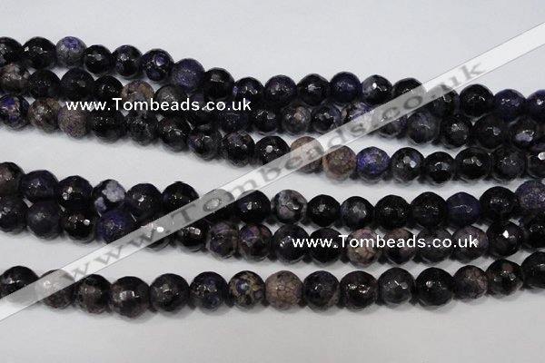 CAG4647 15.5 inches 8mm faceted round fire crackle agate beads