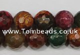 CAG4650 15.5 inches 8mm faceted round fire crackle agate beads