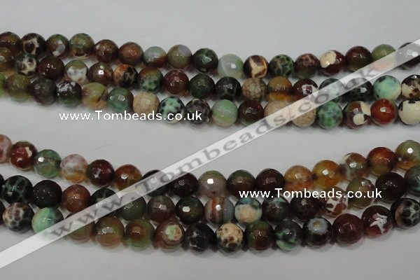 CAG4653 15.5 inches 8mm faceted round fire crackle agate beads