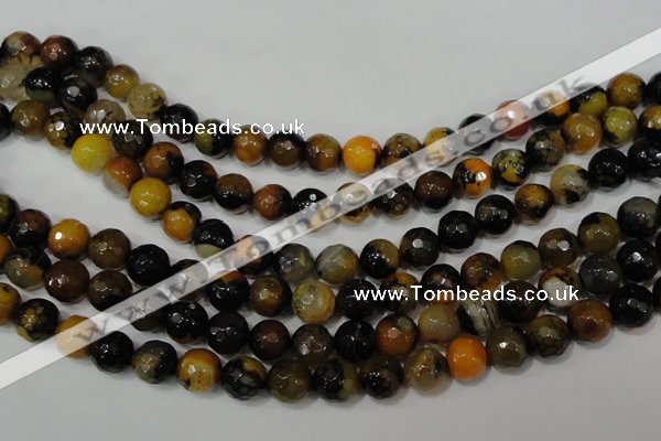 CAG4654 15.5 inches 8mm faceted round fire crackle agate beads