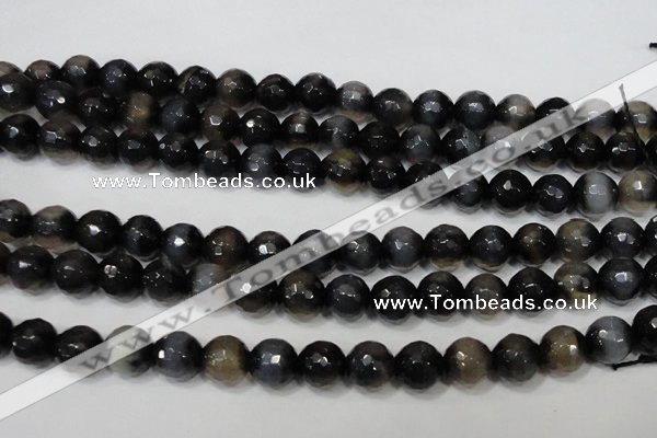 CAG4659 15.5 inches 8mm faceted round fire crackle agate beads