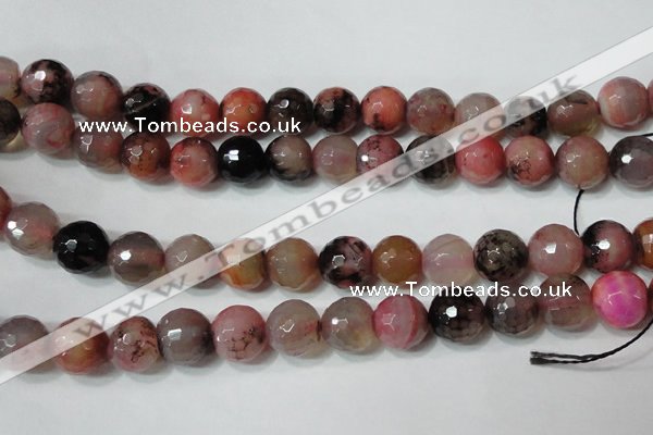 CAG4665 15.5 inches 10mm faceted round fire crackle agate beads