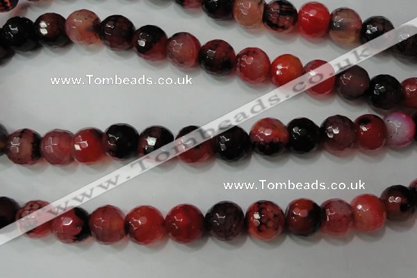 CAG4668 15.5 inches 10mm faceted round fire crackle agate beads