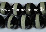 CAG4671 15.5 inches 16mm faceted round tibetan agate beads wholesale