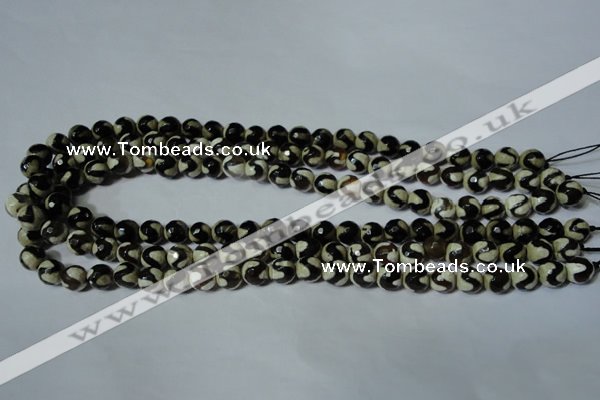 CAG4673 15.5 inches 8mm faceted round tibetan agate beads wholesale