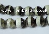 CAG4677 15.5 inches 10mm faceted round tibetan agate beads wholesale