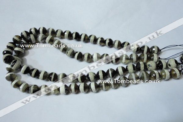 CAG4677 15.5 inches 10mm faceted round tibetan agate beads wholesale