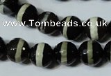 CAG4678 15.5 inches 12mm faceted round tibetan agate beads wholesale