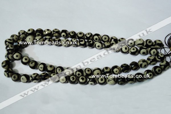 CAG4680 15.5 inches 10mm faceted round tibetan agate beads wholesale
