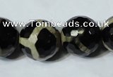 CAG4685 15.5 inches 18mm faceted round tibetan agate beads wholesale