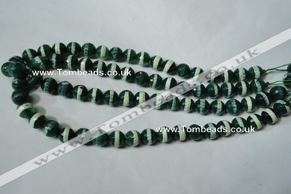 CAG4696 15.5 inches 10mm faceted round tibetan agate beads wholesale