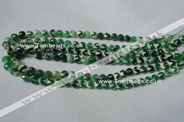 CAG4700 15.5 inches 8mm faceted round tibetan agate beads wholesale