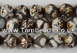 CAG4708 15 inches 10mm faceted round tibetan agate beads wholesale