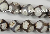 CAG4710 15 inches 14mm faceted round tibetan agate beads wholesale