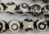 CAG4717 15 inches 16mm faceted round tibetan agate beads wholesale