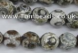 CAG4720 15 inches 14mm faceted round tibetan agate beads wholesale